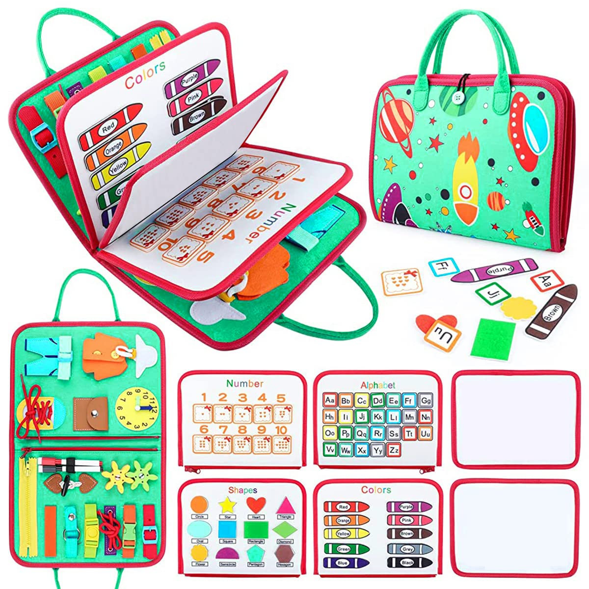 PATPAT Busy Board for Toddlers 1-3, Upgrade Montessori Toy for Develop Basic Skills, 8 Themes in 1 Educational Toy for 1 2 3 4 Year Kids, Parent-Kids Activity Toy, Bag Design for Airplane Car Travel PATPAT Busy Board for Toddlers 1-3, Upgrade Montessori Toy for Develop Basic Skills, 8 Themes in 1 Educational Toy for 1 2 3 4 Year Kids, Parent-Kids Activity Toy, Bag Design for Airplane Car Travel